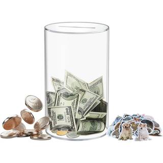 TOTOLA KLAR OG UOPENBELT PIGGY BANK Gennemsigtig pengeboks til kontante besparelser skal-opbrud-til-?ben akrylm?ntbank skifte krukke til rigtige