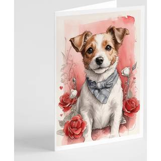Caroline's Treasures DAC4479GCA7P Jack Russell Terrier Valentine Roses lykønskningskort Pakke med 8 blanke kort med konvolutter, finurlig A7 Stør