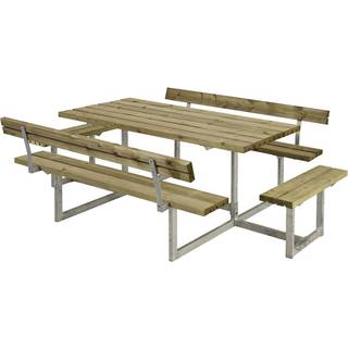 PLUS Basic bord/bænkesæt med 2 ryglæn og 2 påbygninger, trykimprægneret/nåletræ, 260 cm