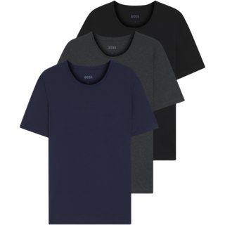 BOSS 3pak T-shirts med økologisk bomuld i sort, mørkeblå og grå til herre.