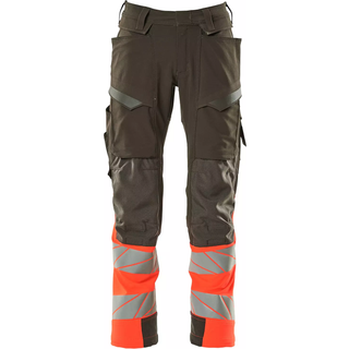 MASCOT ACCELERATE SAFE arbejdsbukser med knælommer, mørk petroleum/hi-vis gul - 90C50