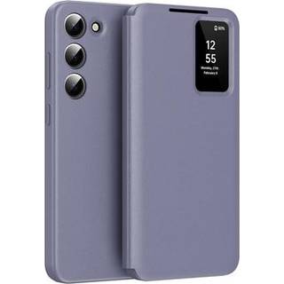 Samsung Galaxy S22 5G Smart Clear View Flip etui med kortplads - grå-lilla