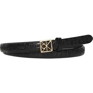 Full Grain Leather Skinny Logo Belt - Black - 85 cm