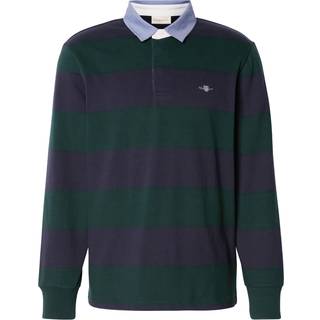 GANT Herre Stribet Heavy Rugger med krave i chambray (L) Grøn