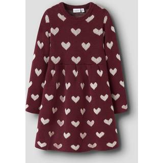 NAME IT Strik Kjole Oana Burgundy Peyote Heart