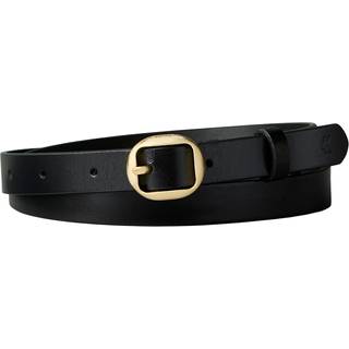 Leather Round Buckle Belt - Black - 85 cm