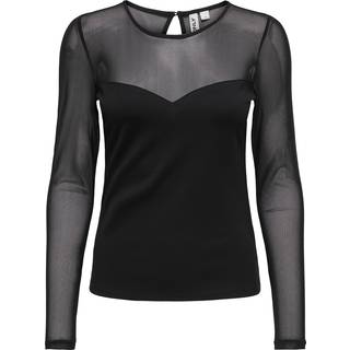 Only - Onlheart-Becki L/S Mix Top - 4866335 Black