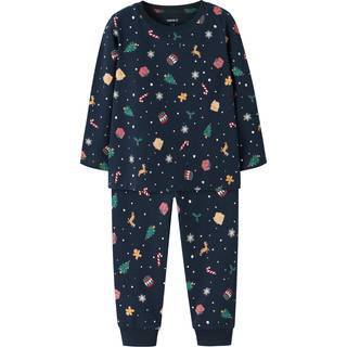 Vismas Mini Pyjamassæt, Navy Blazer Xmas AOP, 104 cm