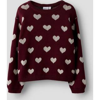 NAME IT Striktrøje Oana Burgundy Peyote Heart