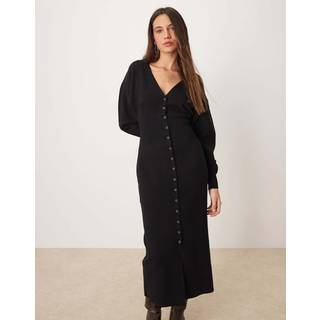 Gina Tricot-Knitted button down dress-Strikkjoler-Sort-M-Dame