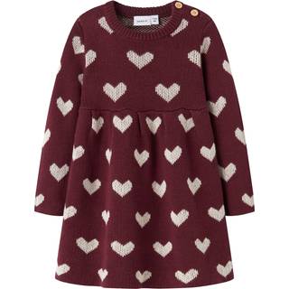 NAME IT Strik Kjole Oana Burgundy Peyote Heart