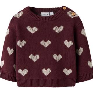 NAME IT Striktrøje Oana Burgundy Peyote Heart