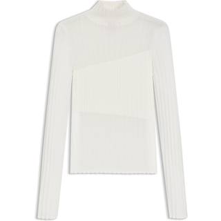 Rullekravesweater med gennemsigtige og ensfarvede effekter