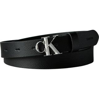 Micropebble Leather Monogram Buckle Belt - Black - 110 cm