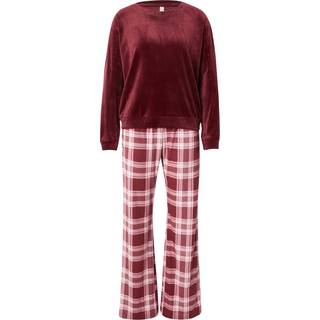 Hunkemöller Velours Check pyjamas, rød, Størrelse: S, Dame