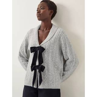 Monsoon Monsoon Grey Bria Bow Cable Knit Cardigan
