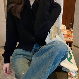 TEMU Solid Color Button Front Cardigan, Elegant Long Sleeve Cardigan For Spring & Fall, Women's Clothing