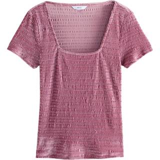 Next Kortærmet top med firkantet halsudskæring og rynket fløjl