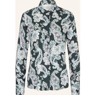 shirt-blouse in dark green printed