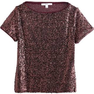 Next Mauve Purple Short Sleeve Slash Neck Sequin T-Shirt