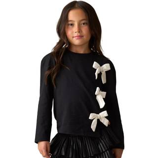 Angel & Rocket Angel & Rocket Black Eliza Asymmetric Bow Long Sleeves Top