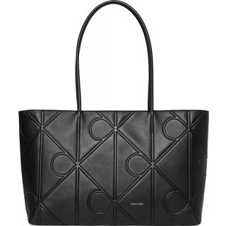 Embossed Allover Monogram Logo Tote Bag - Black - One Size