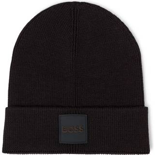 BOSS Orange Herren Mütze schwarz Schur-Wolle