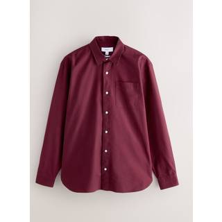 Next Burgundy Red Regular Fit Long Sleeve Oxford Shirt - Medium