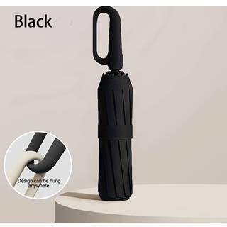 TEMU Automatic Folding Umbrella With D-ring Clasp, 10-rib Design For Durability, Plastic Handle, Windproof &, Minimalist Style – Ideal For Business Travel And Outdoor Use, Perfect Gift