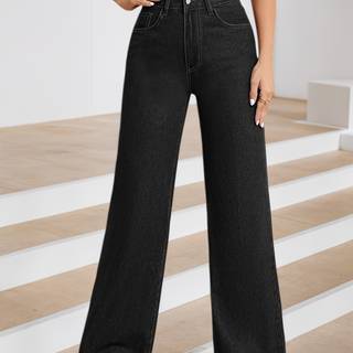 TEMU Relaxed Fit Straight-leg Denim Jeans With Stretch