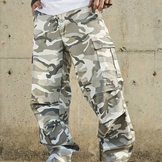TEMU Men's Washed Camo High-street Style Cargo Straight-leg Jeans - Loose Fit, Non-stretch Denim, Casual Wear With Wash Detail, Comfortable Denim Jeans | Streetwear Fashion | Versatile Clothing, Jeans