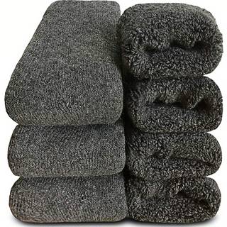 TEMU 3 Pairs Men's Extra Thick Wool Socks - Cozy Dark Gray Fleece-lined Warm Winter Socks, Soft & , Hand Wash Only, Cozy Footwear | Solid Color Socks | Fleecelined Socks, Cute Socks
