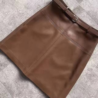 TEMU Women' High-waisted A-line Skirt - Brown, Short Length, Casual Fashion, Spring & Fall, Casual Fashion Skirt|aline Skirt|glossy Finish