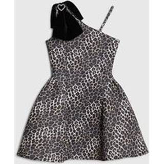 River Island River Island leopardprintet scuba-kjole med sløjfe og én skulder - 158164cm