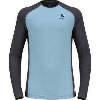 Odlo Men's Performance Wool 150 Base Layer Provincial Blue - Dark Grey Melange, XL
