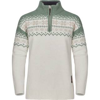 Gridarmor Women's Snøkrystall Half Zip Ullgenser White/Green/Beige, XL