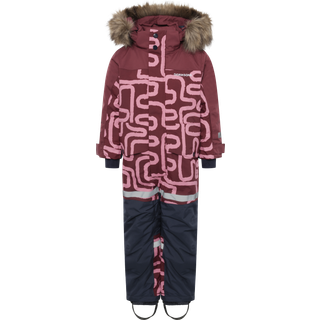 Didriksons Kids' Bjärven Printed Coverall 2 Path S Pink, 80