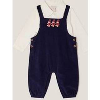 Monsoon Monsoon Blue Newborn Bear Cord Dungarees & Shirt Set