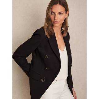 Reiss Reiss Chocolate Brown Lia Petite Wool-Blend Double-Breasted Blazer