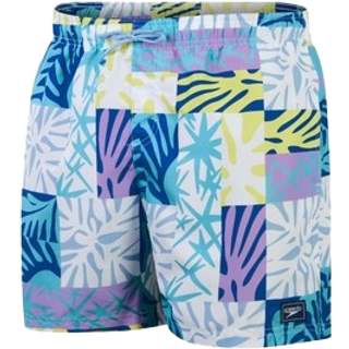 Men's Digital Printed Leisure 16" Swim Shorts Blue/Purple
