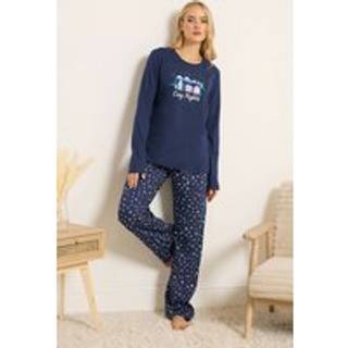 Lts Tall Navy Blue 'Cosy Nights' Slogan Wide Leg Pyjama Set Size 14-16
