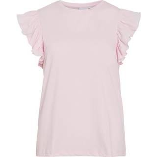 Visummer Rund Udskæring Top Med Korte Ærmer