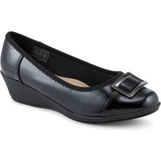 Pavers Pavers Black Wide Fit Flexible Wedge Heel Pumps