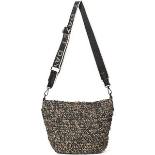 Straw Crossbody, Black Melange