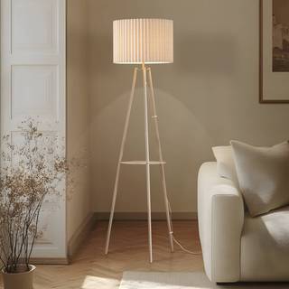 Gulvlampe Libbie Lindby, Creme/amber, Stue/spisestue, Tekstil/stof/silke, Skandinavisk