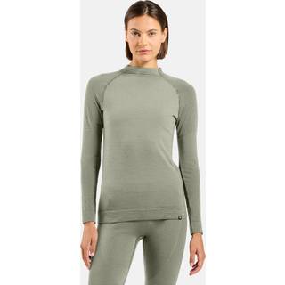 Odlo Women's Odlo Seamless Performance Wool Base Layer Top Crew Neck Longsleeve Shadow, M