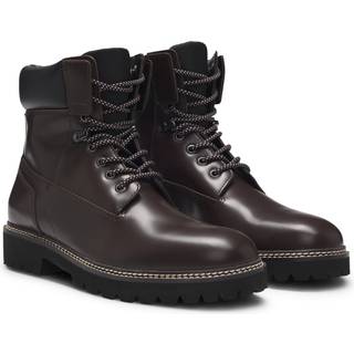 Læderstøvler med polstret skaft og tyk sål