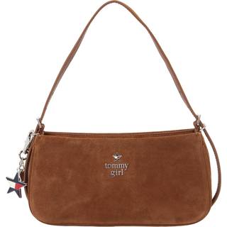 Tommy Girl Logo Suede Shoulder Bag
