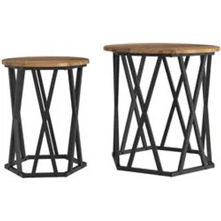 Sofabord 2 Dele Gammelt Træ 50 X 50 X 50 Cm Ingeniørtræ Og Stål