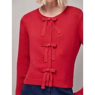 Ro & Zo Ro & Zo Red Front Knit Cardigan With Cashmere